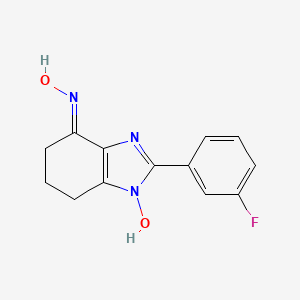 molecular formula C13H12FN3O2 B3843676 2-(3-fluorophenyl)-1-hydroxy-1,5,6,7-tetrahydro-4H-benzimidazol-4-one oxime 