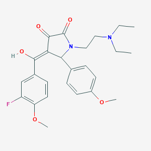 molecular formula C25H29FN2O5 B384368 1-[2-(diethylamino)ethyl]-4-(3-fluoro-4-methoxybenzoyl)-3-hydroxy-5-(4-methoxyphenyl)-1,5-dihydro-2H-pyrrol-2-one 