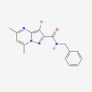 molecular formula C16H15BrN4O B3843681 N-benzyl-3-bromo-5,7-dimethylpyrazolo[1,5-a]pyrimidine-2-carboxamide 