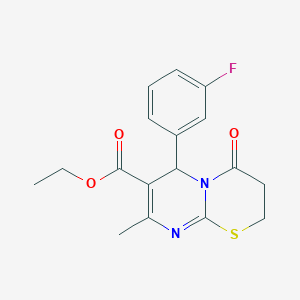 ethyl 6-(3-fluorophenyl)-8-methyl-4-oxo-3,4-dihydro-2H,6H-pyrimido[2,1-b][1,3]thiazine-7-carboxylate