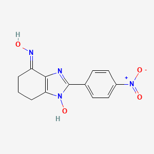 molecular formula C13H12N4O4 B3843708 1-hydroxy-2-(4-nitrophenyl)-1,5,6,7-tetrahydro-4H-benzimidazol-4-one oxime 