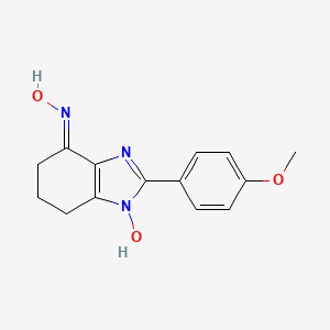 molecular formula C14H15N3O3 B3843722 1-hydroxy-2-(4-methoxyphenyl)-1,5,6,7-tetrahydro-4H-benzimidazol-4-one oxime 