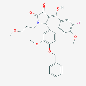 molecular formula C30H30FNO7 B384373 5-[4-(benzyloxy)-3-methoxyphenyl]-4-(3-fluoro-4-methoxybenzoyl)-3-hydroxy-1-(3-methoxypropyl)-1,5-dihydro-2H-pyrrol-2-one 