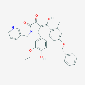molecular formula C33H30N2O6 B384378 4-[4-(benzyloxy)-2-methylbenzoyl]-5-(3-ethoxy-4-hydroxyphenyl)-3-hydroxy-1-(3-pyridinylmethyl)-1,5-dihydro-2H-pyrrol-2-one 