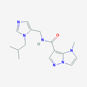 molecular formula C15H20N6O B3843799 N-[(1-isobutyl-1H-imidazol-5-yl)methyl]-1-methyl-1H-imidazo[1,2-b]pyrazole-7-carboxamide 