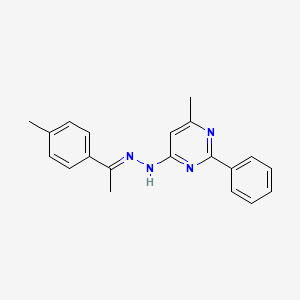 molecular formula C20H20N4 B3843810 1-(4-methylphenyl)ethanone (6-methyl-2-phenyl-4-pyrimidinyl)hydrazone 