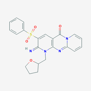 3-(Benzenesulfonyl)-2-imino-1-(2-oxolanylmethyl)-5-dipyrido[1,2-d:3',4'-f]pyrimidinone