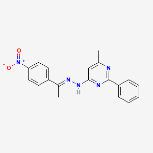 molecular formula C19H17N5O2 B3843839 1-(4-nitrophenyl)ethanone (6-methyl-2-phenyl-4-pyrimidinyl)hydrazone 