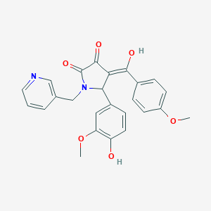 molecular formula C25H22N2O6 B384384 3-hydroxy-5-(4-hydroxy-3-methoxyphenyl)-4-(4-methoxybenzoyl)-1-(3-pyridinylmethyl)-1,5-dihydro-2H-pyrrol-2-one 
