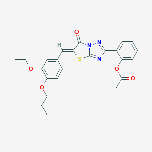 molecular formula C24H23N3O5S B384386 2-[(5Z)-5-(3-ethoxy-4-propoxybenzylidene)-6-oxo-5,6-dihydro[1,3]thiazolo[3,2-b][1,2,4]triazol-2-yl]phenyl acetate 