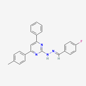 molecular formula C24H19FN4 B3843897 4-fluorobenzaldehyde [4-(4-methylphenyl)-6-phenyl-2-pyrimidinyl]hydrazone 