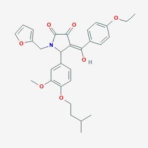 molecular formula C30H33NO7 B384396 4-(4-ethoxybenzoyl)-1-(2-furylmethyl)-3-hydroxy-5-[4-(isopentyloxy)-3-methoxyphenyl]-1,5-dihydro-2H-pyrrol-2-one 