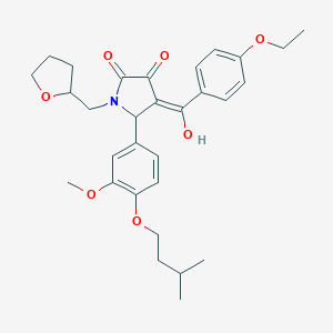 4-(4-ethoxybenzoyl)-3-hydroxy-5-[4-(isopentyloxy)-3-methoxyphenyl]-1-(tetrahydro-2-furanylmethyl)-1,5-dihydro-2H-pyrrol-2-one