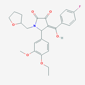 molecular formula C25H26FNO6 B384398 5-(4-ethoxy-3-methoxyphenyl)-4-(4-fluorobenzoyl)-3-hydroxy-1-(tetrahydro-2-furanylmethyl)-1,5-dihydro-2H-pyrrol-2-one 