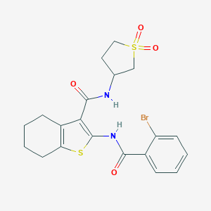 molecular formula C20H21BrN2O4S2 B384399 2-[(2-bromobenzoyl)amino]-N-(1,1-dioxidotetrahydro-3-thienyl)-4,5,6,7-tetrahydro-1-benzothiophene-3-carboxamide CAS No. 618079-15-5