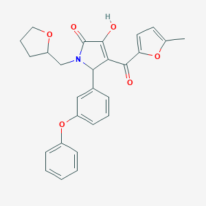 molecular formula C27H25NO6 B384401 4-hydroxy-3-(5-methylfuran-2-carbonyl)-1-(oxolan-2-ylmethyl)-2-(3-phenoxyphenyl)-2H-pyrrol-5-one CAS No. 618378-81-7