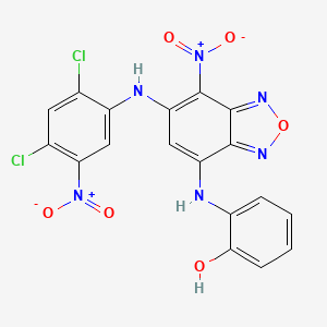 molecular formula C18H10Cl2N6O6 B3844023 2-({6-[(2,4-dichloro-5-nitrophenyl)amino]-7-nitro-2,1,3-benzoxadiazol-4-yl}amino)phenol 