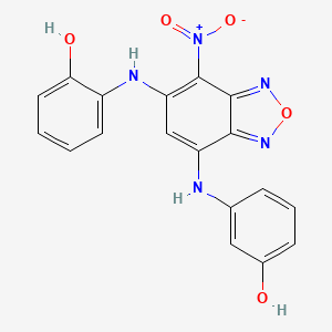 molecular formula C18H13N5O5 B3844031 2-({7-[(3-hydroxyphenyl)amino]-4-nitro-2,1,3-benzoxadiazol-5-yl}amino)phenol 