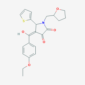 (4E)-4-[(4-ethoxyphenyl)-hydroxymethylidene]-1-(oxolan-2-ylmethyl)-5-thiophen-2-ylpyrrolidine-2,3-dione