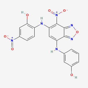 molecular formula C18H12N6O7 B3844046 2-({7-[(3-hydroxyphenyl)amino]-4-nitro-2,1,3-benzoxadiazol-5-yl}amino)-5-nitrophenol 