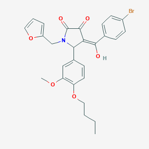 molecular formula C27H26BrNO6 B384405 4-(4-bromobenzoyl)-5-(4-butoxy-3-methoxyphenyl)-1-(2-furylmethyl)-3-hydroxy-1,5-dihydro-2H-pyrrol-2-one 