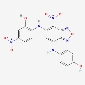 molecular formula C18H12N6O7 B3844057 2-({7-[(4-hydroxyphenyl)amino]-4-nitro-2,1,3-benzoxadiazol-5-yl}amino)-5-nitrophenol 