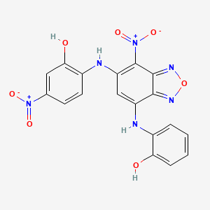 molecular formula C18H12N6O7 B3844062 2-({7-[(2-hydroxyphenyl)amino]-4-nitro-2,1,3-benzoxadiazol-5-yl}amino)-5-nitrophenol 