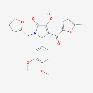 molecular formula C23H25NO7 B384407 2-(3,4-dimethoxyphenyl)-4-hydroxy-3-(5-methylfuran-2-carbonyl)-1-(oxolan-2-ylmethyl)-2H-pyrrol-5-one CAS No. 618376-47-9