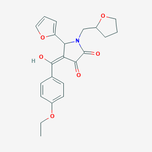 (4E)-4-[(4-ethoxyphenyl)-hydroxymethylidene]-5-(furan-2-yl)-1-(oxolan-2-ylmethyl)pyrrolidine-2,3-dione