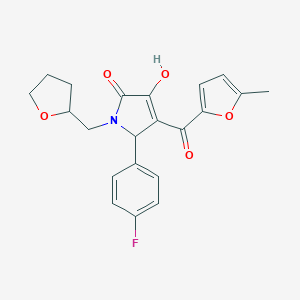 molecular formula C21H20FNO5 B384414 5-(4-fluorophenyl)-3-hydroxy-4-[(5-methylfuran-2-yl)carbonyl]-1-(tetrahydrofuran-2-ylmethyl)-1,5-dihydro-2H-pyrrol-2-one 