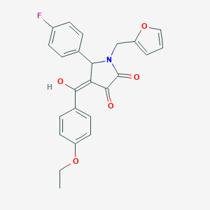 molecular formula C24H20FNO5 B384417 4-(4-ethoxybenzoyl)-5-(4-fluorophenyl)-1-(2-furylmethyl)-3-hydroxy-1,5-dihydro-2H-pyrrol-2-one 