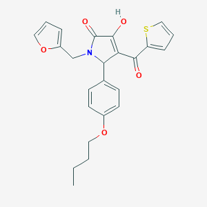 molecular formula C24H23NO5S B384418 2-(4-butoxyphenyl)-1-(furan-2-ylmethyl)-4-hydroxy-3-(thiophene-2-carbonyl)-2H-pyrrol-5-one CAS No. 618372-53-5