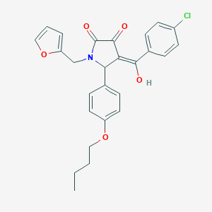 molecular formula C26H24ClNO5 B384422 5-(4-butoxyphenyl)-4-(4-chlorobenzoyl)-1-(2-furylmethyl)-3-hydroxy-1,5-dihydro-2H-pyrrol-2-one 