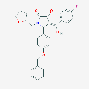 molecular formula C29H26FNO5 B384426 5-[4-(benzyloxy)phenyl]-4-(4-fluorobenzoyl)-3-hydroxy-1-(tetrahydro-2-furanylmethyl)-1,5-dihydro-2H-pyrrol-2-one 