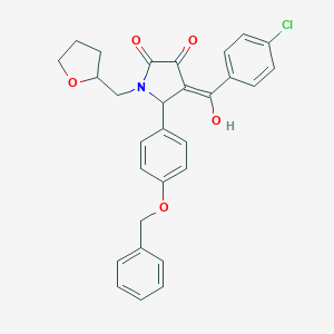 molecular formula C29H26ClNO5 B384428 5-[4-(benzyloxy)phenyl]-4-(4-chlorobenzoyl)-3-hydroxy-1-(tetrahydro-2-furanylmethyl)-1,5-dihydro-2H-pyrrol-2-one 