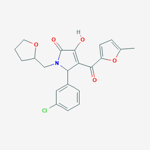 molecular formula C21H20ClNO5 B384429 2-(3-chlorophenyl)-4-hydroxy-3-(5-methylfuran-2-carbonyl)-1-(oxolan-2-ylmethyl)-2H-pyrrol-5-one CAS No. 618373-88-9