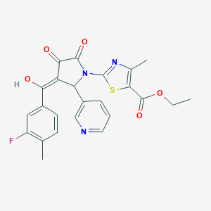 molecular formula C24H20FN3O5S B384430 ethyl 2-[3-(3-fluoro-4-methylbenzoyl)-4-hydroxy-5-oxo-2-(3-pyridinyl)-2,5-dihydro-1H-pyrrol-1-yl]-4-methyl-1,3-thiazole-5-carboxylate 