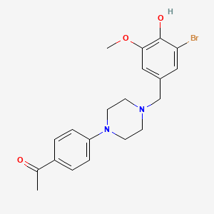 molecular formula C20H23BrN2O3 B3844305 1-{4-[4-(3-bromo-4-hydroxy-5-methoxybenzyl)-1-piperazinyl]phenyl}ethanone 