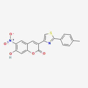 molecular formula C19H12N2O5S B3844386 7-hydroxy-3-[2-(4-methylphenyl)-1,3-thiazol-4-yl]-6-nitro-2H-chromen-2-one 