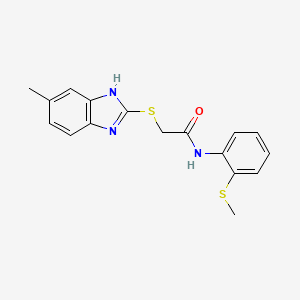 molecular formula C17H17N3OS2 B3844409 2-[(5-methyl-1H-benzimidazol-2-yl)thio]-N-[2-(methylthio)phenyl]acetamide 