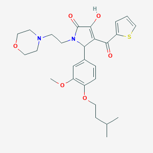 molecular formula C27H34N2O6S B384442 3-hydroxy-5-[4-(isopentyloxy)-3-methoxyphenyl]-1-[2-(4-morpholinyl)ethyl]-4-(2-thienylcarbonyl)-1,5-dihydro-2H-pyrrol-2-one 