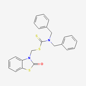 molecular formula C23H20N2OS3 B3844433 (2-oxo-1,3-benzothiazol-3(2H)-yl)methyl dibenzyldithiocarbamate 