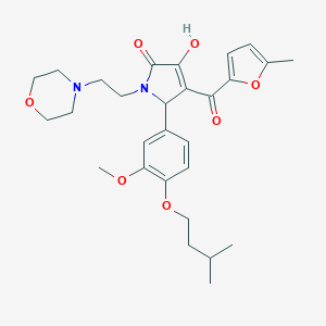 molecular formula C28H36N2O7 B384446 3-hydroxy-5-[4-(isopentyloxy)-3-methoxyphenyl]-4-(5-methyl-2-furoyl)-1-[2-(4-morpholinyl)ethyl]-1,5-dihydro-2H-pyrrol-2-one 