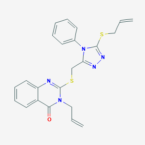 molecular formula C23H21N5OS2 B384459 2-[(4-Phenyl-5-prop-2-enylsulfanyl-1,2,4-triazol-3-yl)methylsulfanyl]-3-prop-2-enylquinazolin-4-one CAS No. 500113-84-8