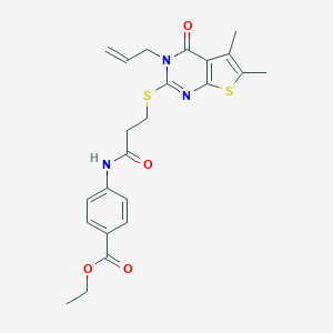 Ethyl 4-[3-(5,6-dimethyl-4-oxo-3-prop-2-enylthieno[2,3-d]pyrimidin-2-yl)sulfanylpropanoylamino]benzoate