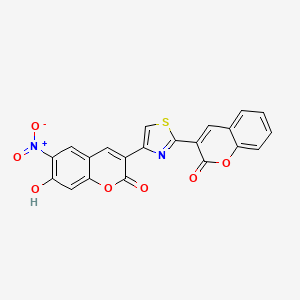 molecular formula C21H10N2O7S B3844616 7-hydroxy-6-nitro-3-[2-(2-oxo-2H-chromen-3-yl)-1,3-thiazol-4-yl]-2H-chromen-2-one 