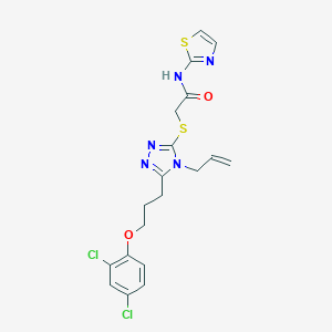 molecular formula C19H19Cl2N5O2S2 B384462 2-[[5-[3-(2,4-dichlorophenoxy)propyl]-4-prop-2-enyl-1,2,4-triazol-3-yl]sulfanyl]-N-(1,3-thiazol-2-yl)acetamide CAS No. 497082-03-8