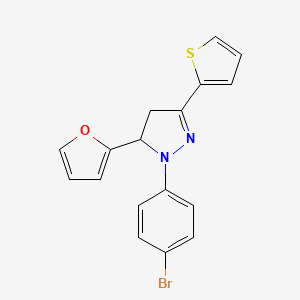 molecular formula C17H13BrN2OS B3844658 1-(4-bromophenyl)-5-(2-furyl)-3-(2-thienyl)-4,5-dihydro-1H-pyrazole 