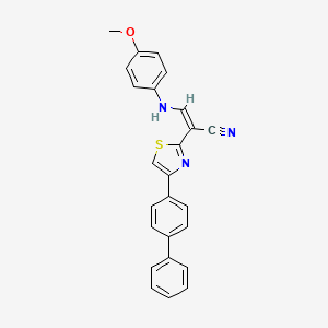 molecular formula C25H19N3OS B3844672 2-[4-(4-biphenylyl)-1,3-thiazol-2-yl]-3-[(4-methoxyphenyl)amino]acrylonitrile 