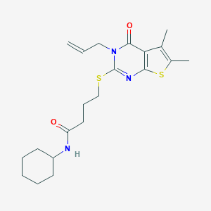 molecular formula C21H29N3O2S2 B384468 N-cyclohexyl-4-(5,6-dimethyl-4-oxo-3-prop-2-enylthieno[2,3-d]pyrimidin-2-yl)sulfanylbutanamide CAS No. 612802-50-3